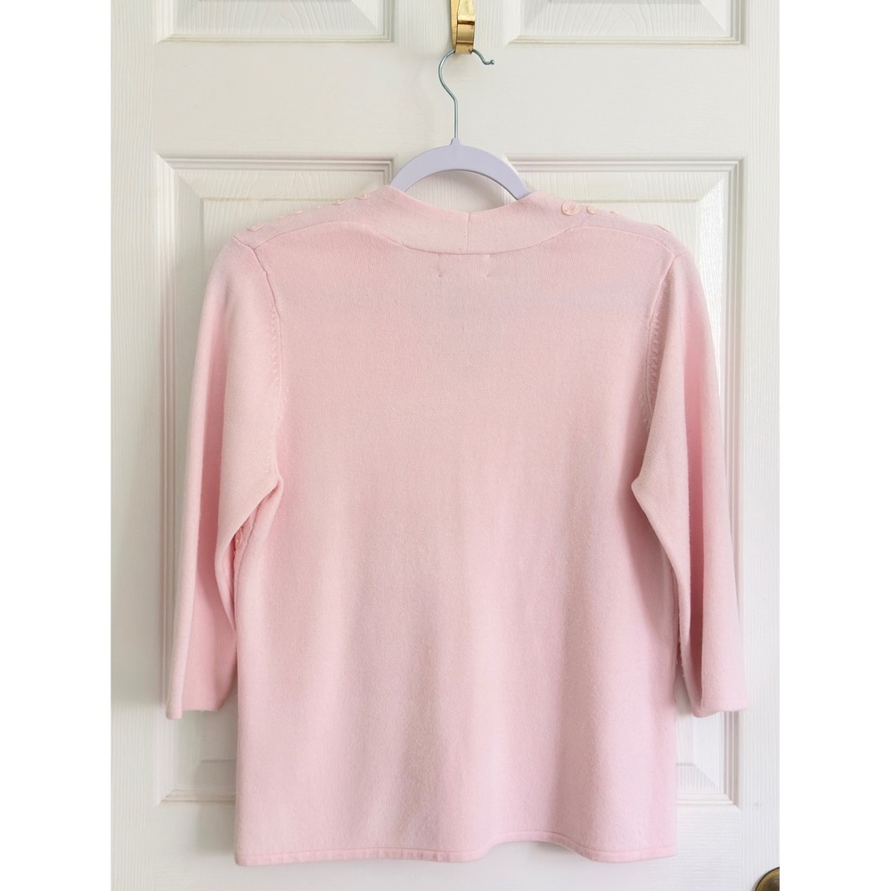 Designers Originals Sweater Womens PM Pink Vintage Ribbon Appliqué V-Neck 90s - Picture 3 of 3